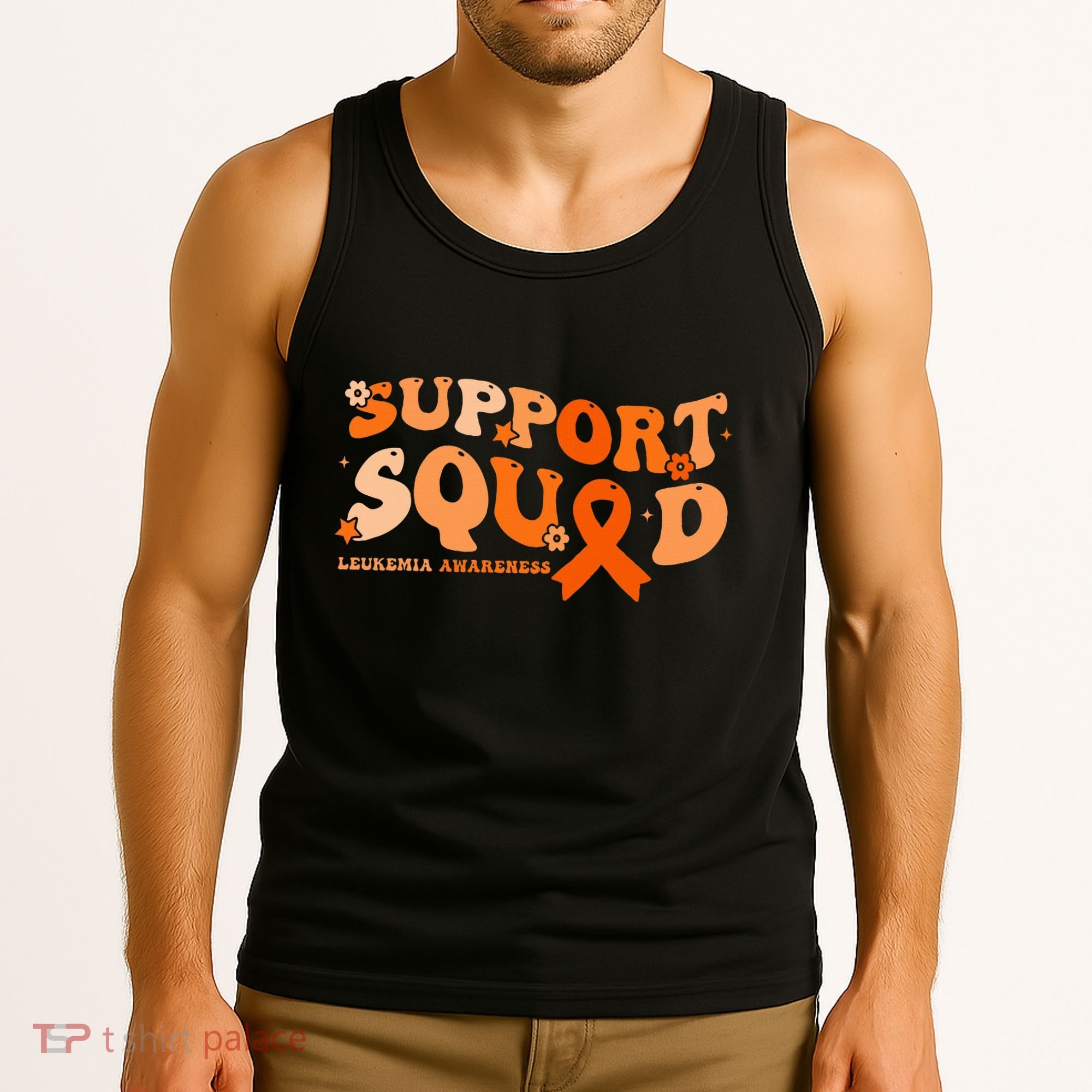 Support Squad Orange Ribbon Leukemia Blood Cancer Awareness Tank Top