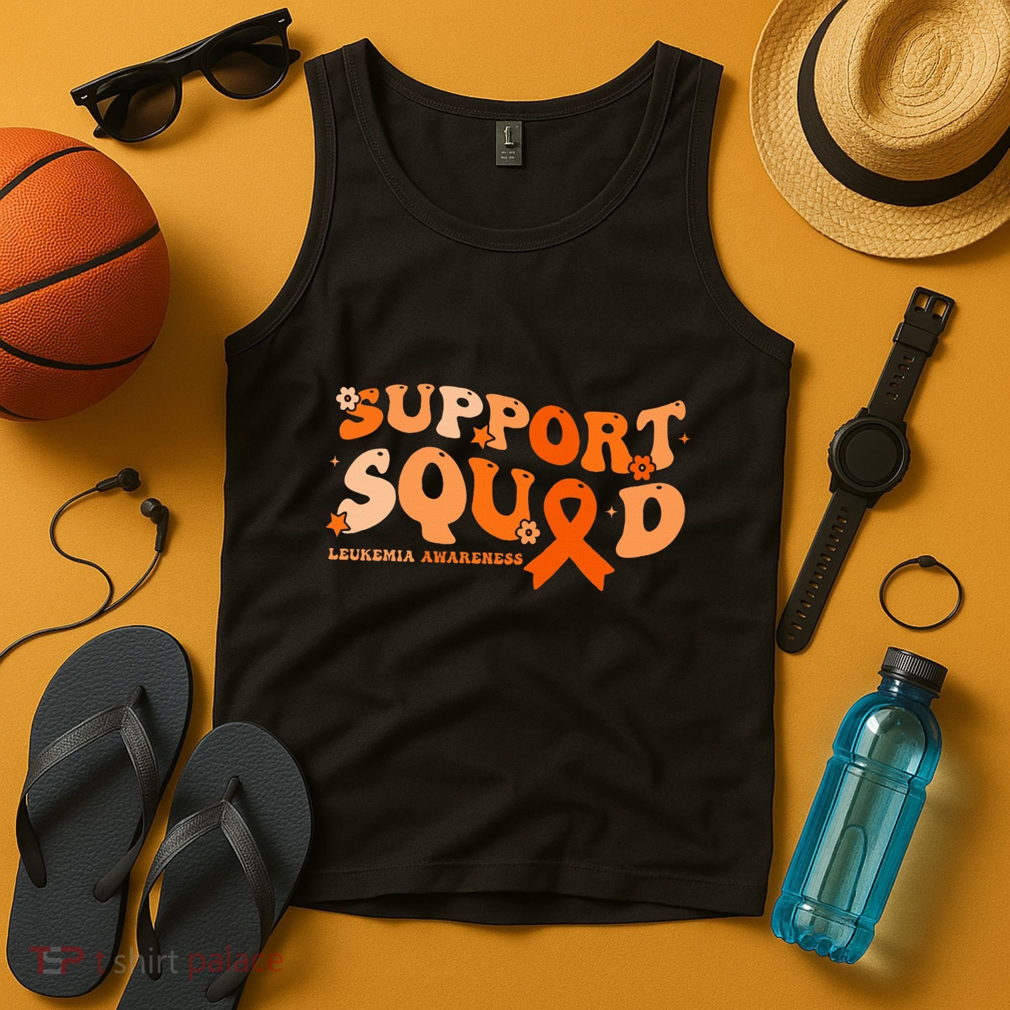 Support Squad Orange Ribbon Leukemia Blood Cancer Awareness Tank Top