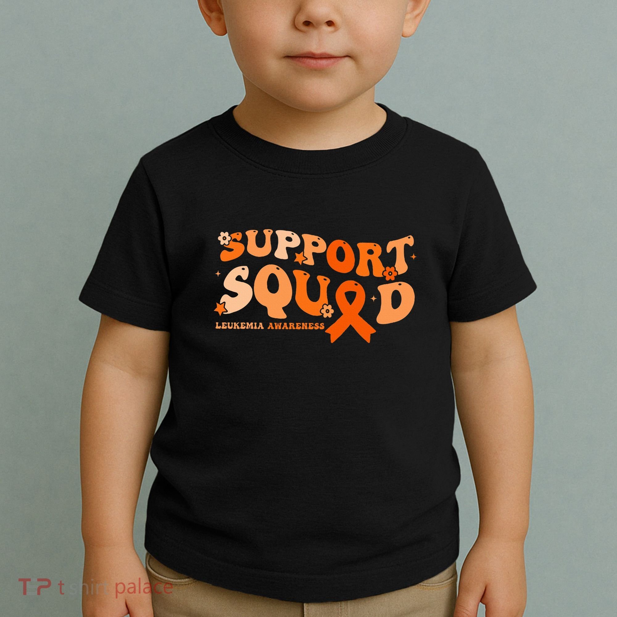Support Squad Orange Ribbon Leukemia Blood Cancer Awareness Toddler T-Shirt