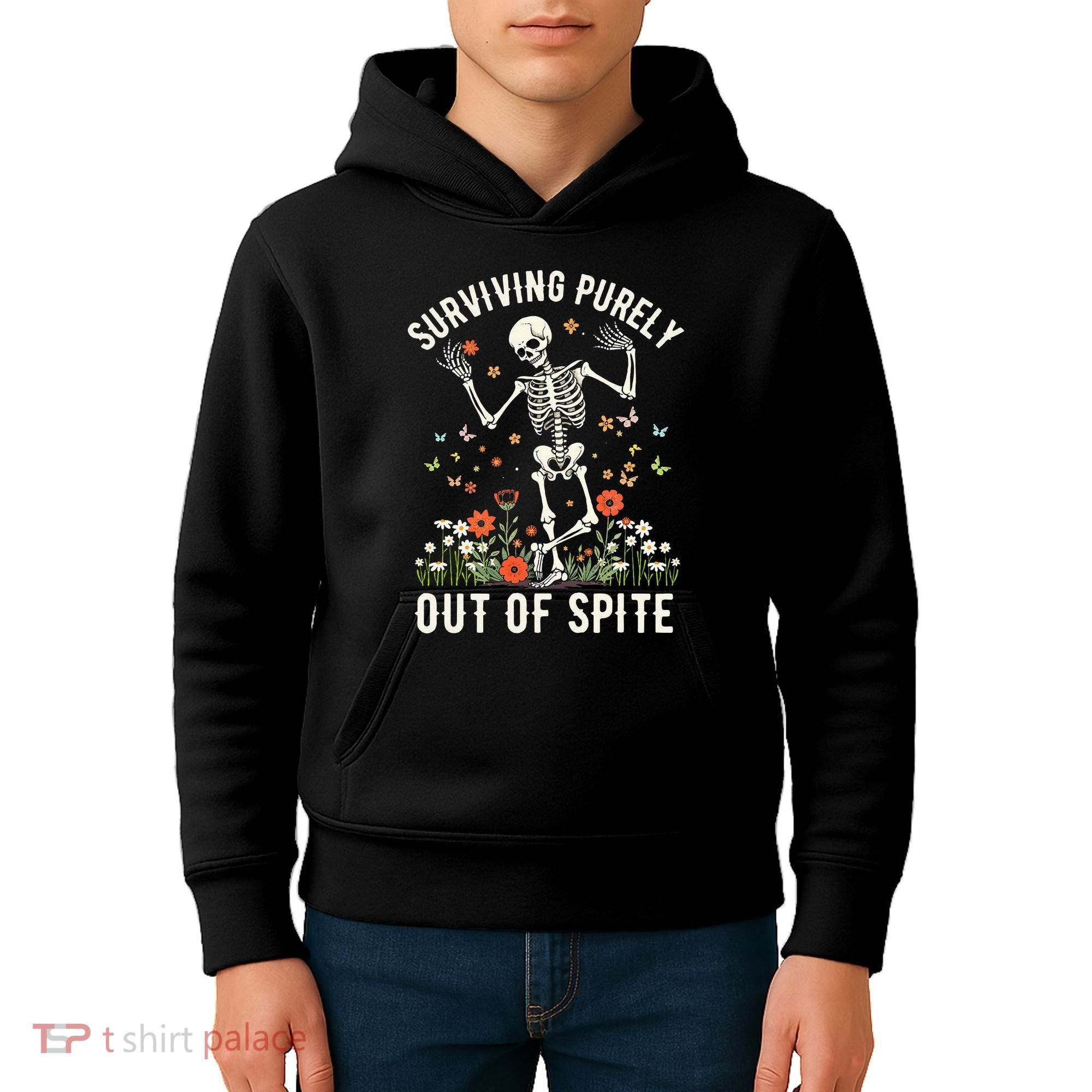 Skeleton Surviving Out Of Spite Alive Out Of Spite Kids Hoodie