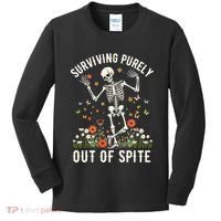 Skeleton Surviving Out Of Spite Alive Out Of Spite Kids Long Sleeve Shirt thumb 0