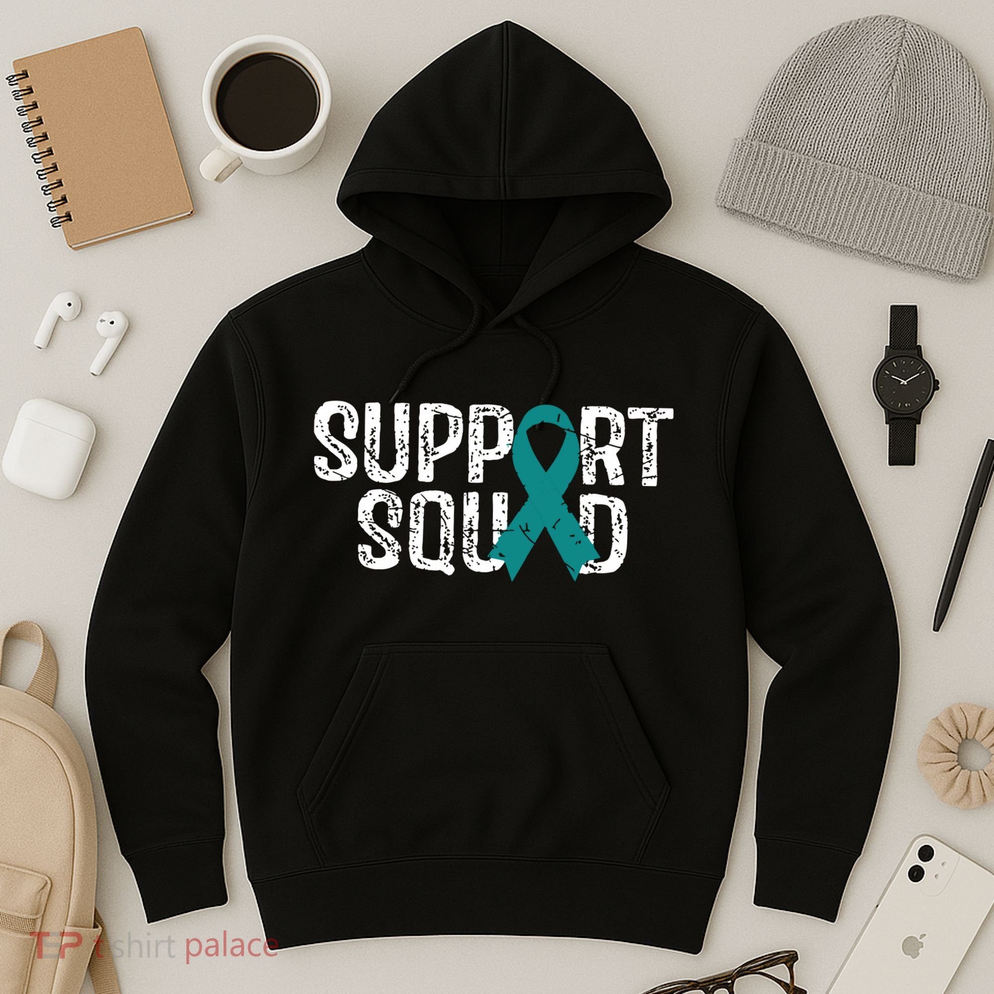 Support Squad Ovarian Cancer Awareness Hoodie