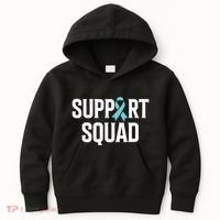 Support Squad Ovarian Cancer Raise Ovarian Cancer Awareness Kids Hoodie thumb 0