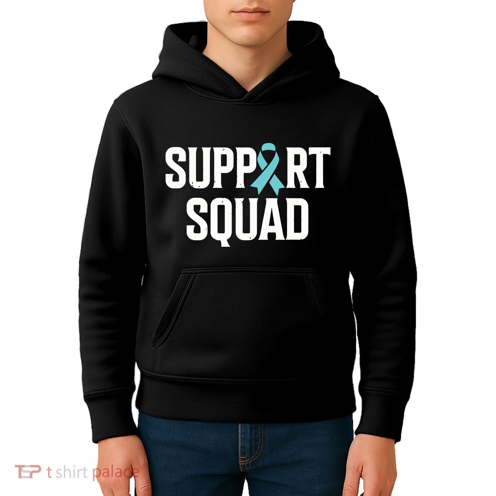 Support Squad Ovarian Cancer Raise Ovarian Cancer Awareness Kids Hoodie