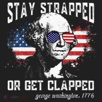 Stay Strapped Or Get Clapped George Washington 4th Of July Ladies Heavyweight Boxy Pullover Hoodie thumb 2