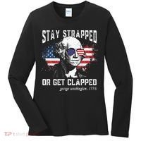 Stay Strapped Or Get Clapped George Washington 4th Of July Women's Long Sleeve Shirt thumb 0