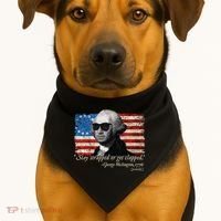 Stay strapped or get clapped George Washington 4th of July USA-Made Doggie Bandana thumb 1
