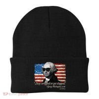 Stay strapped or get clapped George Washington 4th of July Beanie thumb 0