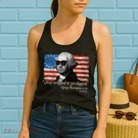 Stay strapped or get clapped George Washington 4th of July Women's Tank Top thumb 2