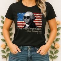 Stay strapped or get clapped George Washington 4th of July Women's T-Shirt thumb 2