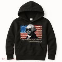 Stay strapped or get clapped George Washington 4th of July Kids Hoodie thumb 0