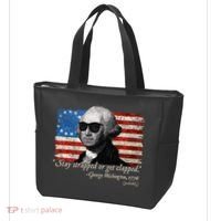 Stay strapped or get clapped George Washington 4th of July Tote Bag thumb 3