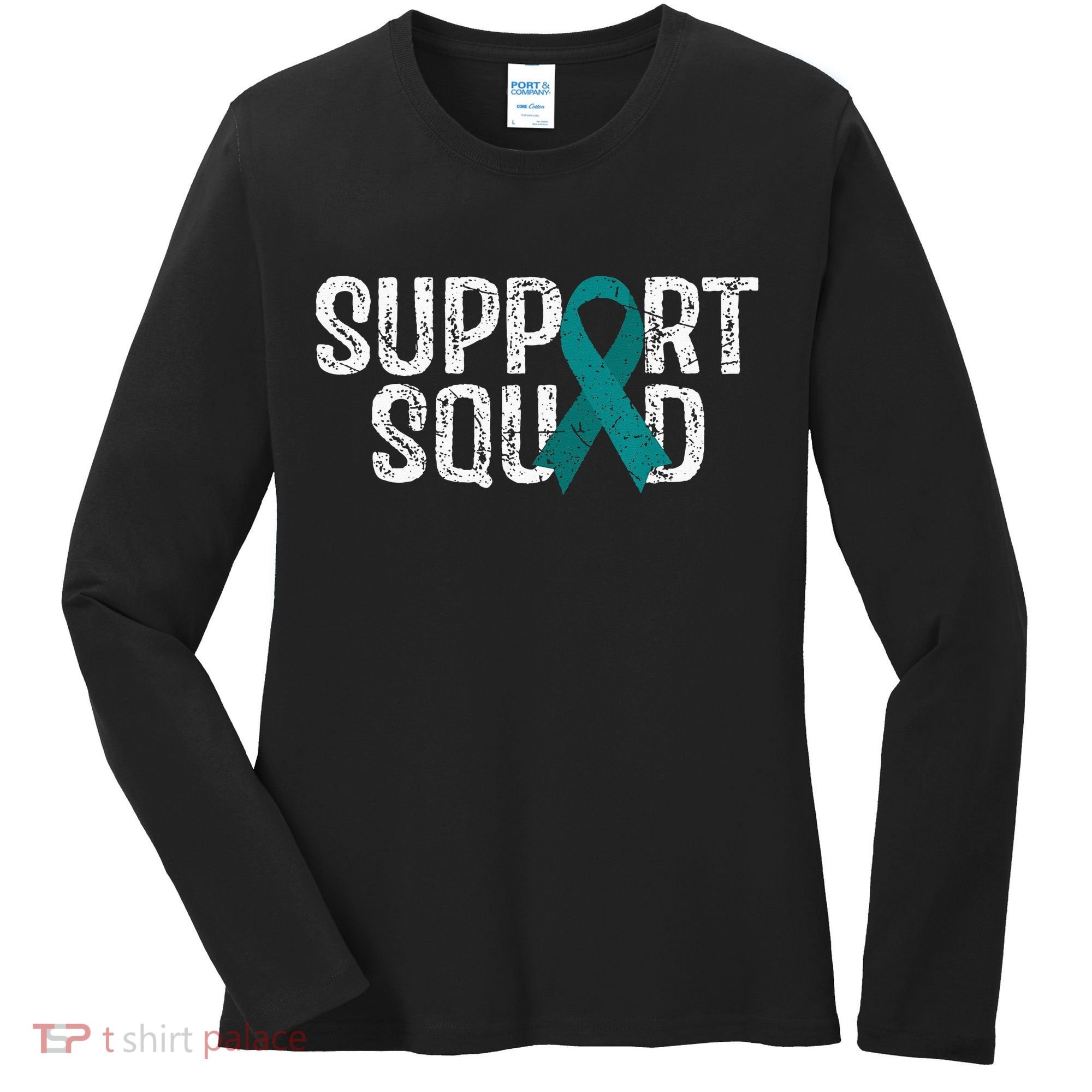 Support Squad Ovarian Cancer Awareness Women's Long Sleeve Shirt