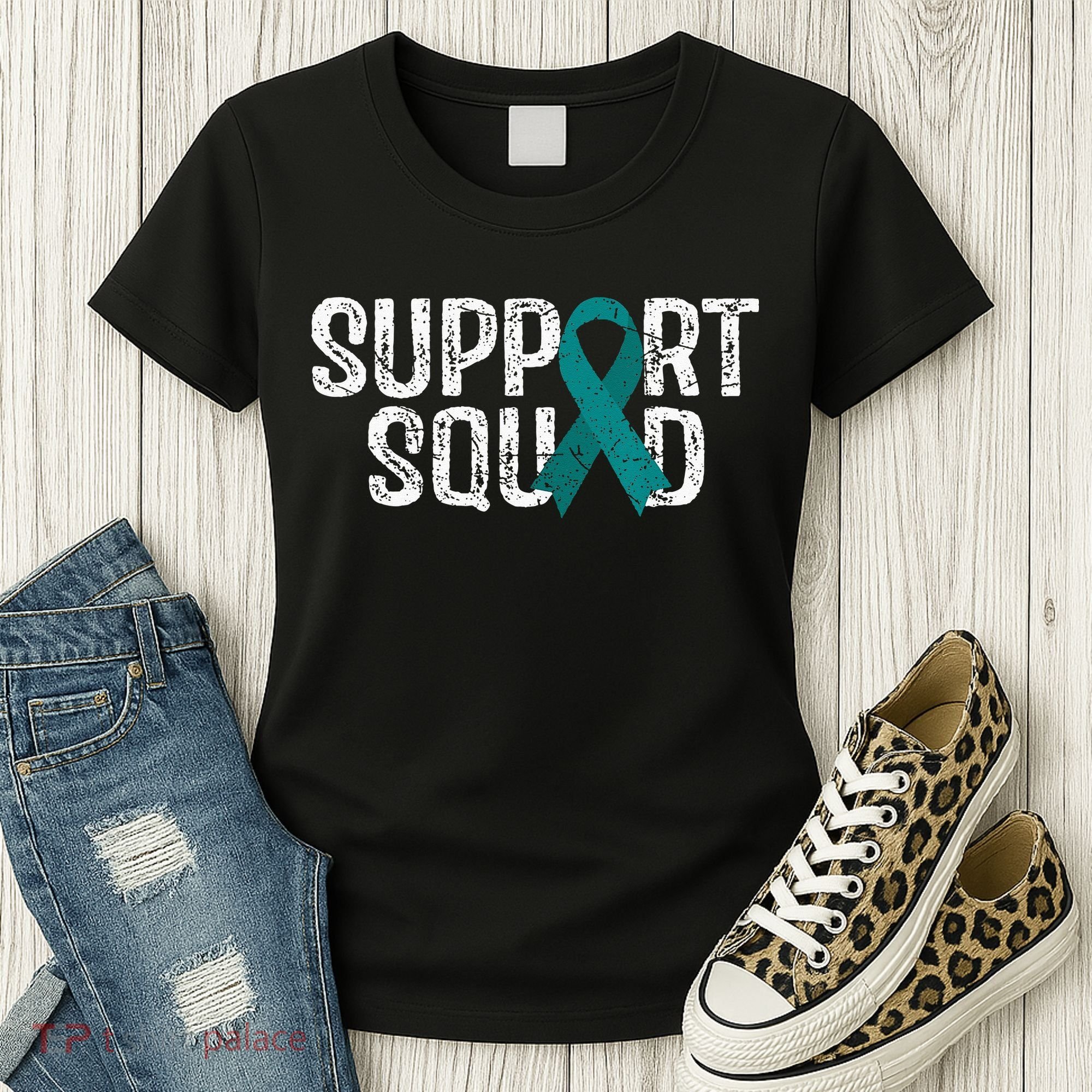 Support Squad Ovarian Cancer Awareness Women's T-Shirt