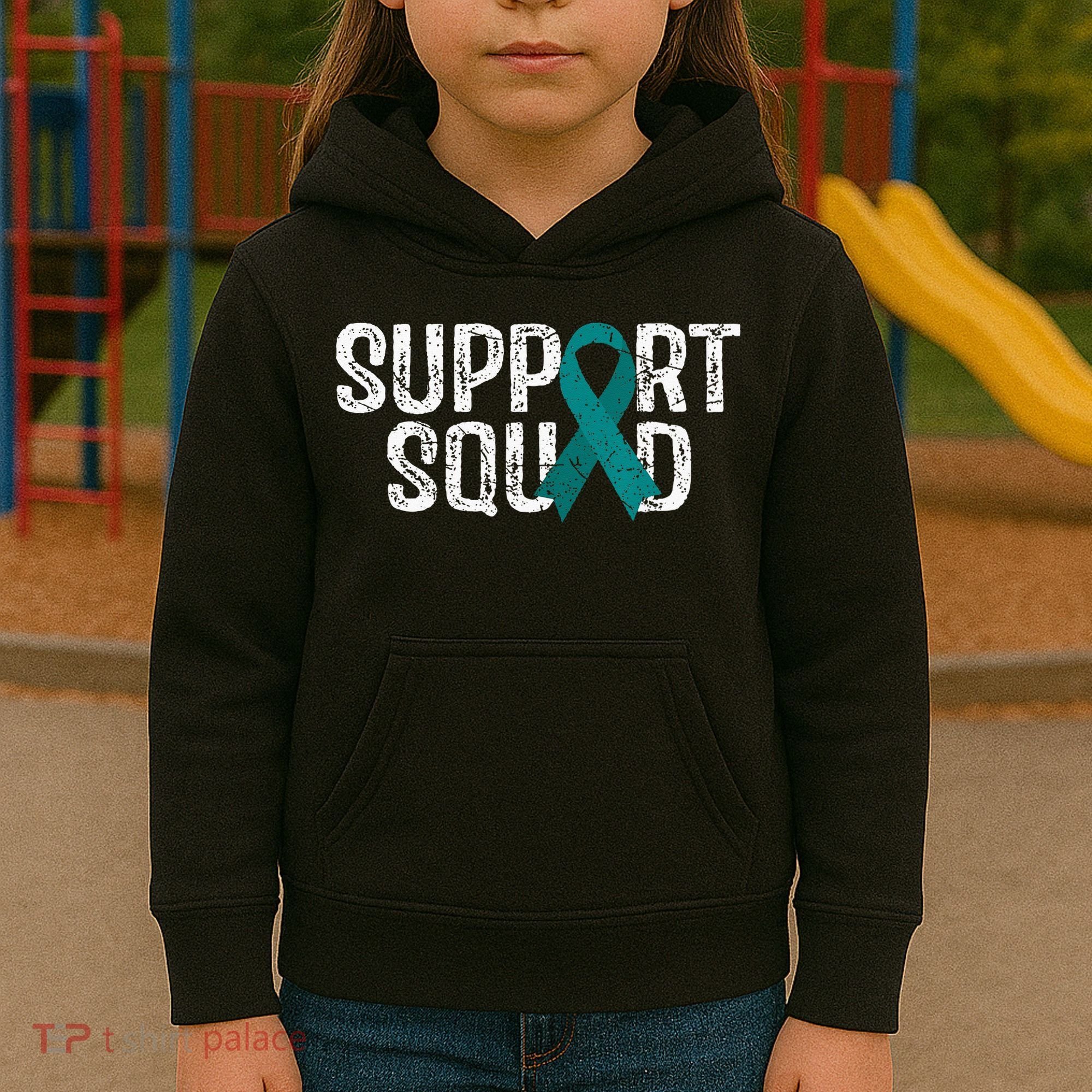 Support Squad Ovarian Cancer Awareness Kids Hoodie