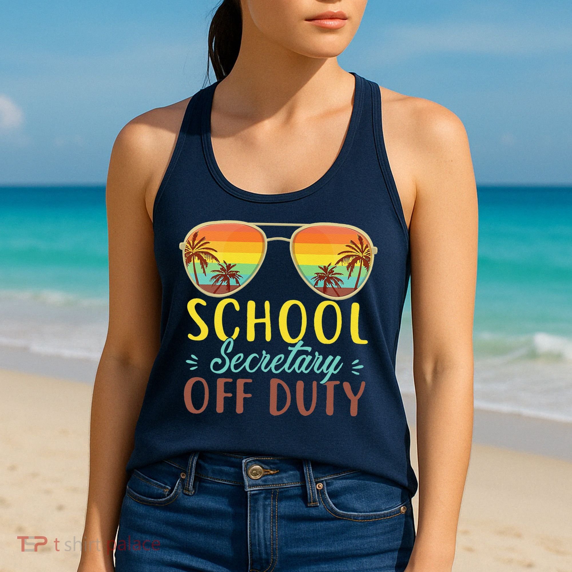 School Secretary Off Duty Summer Vacation Last Day Of School Women's Tank Top