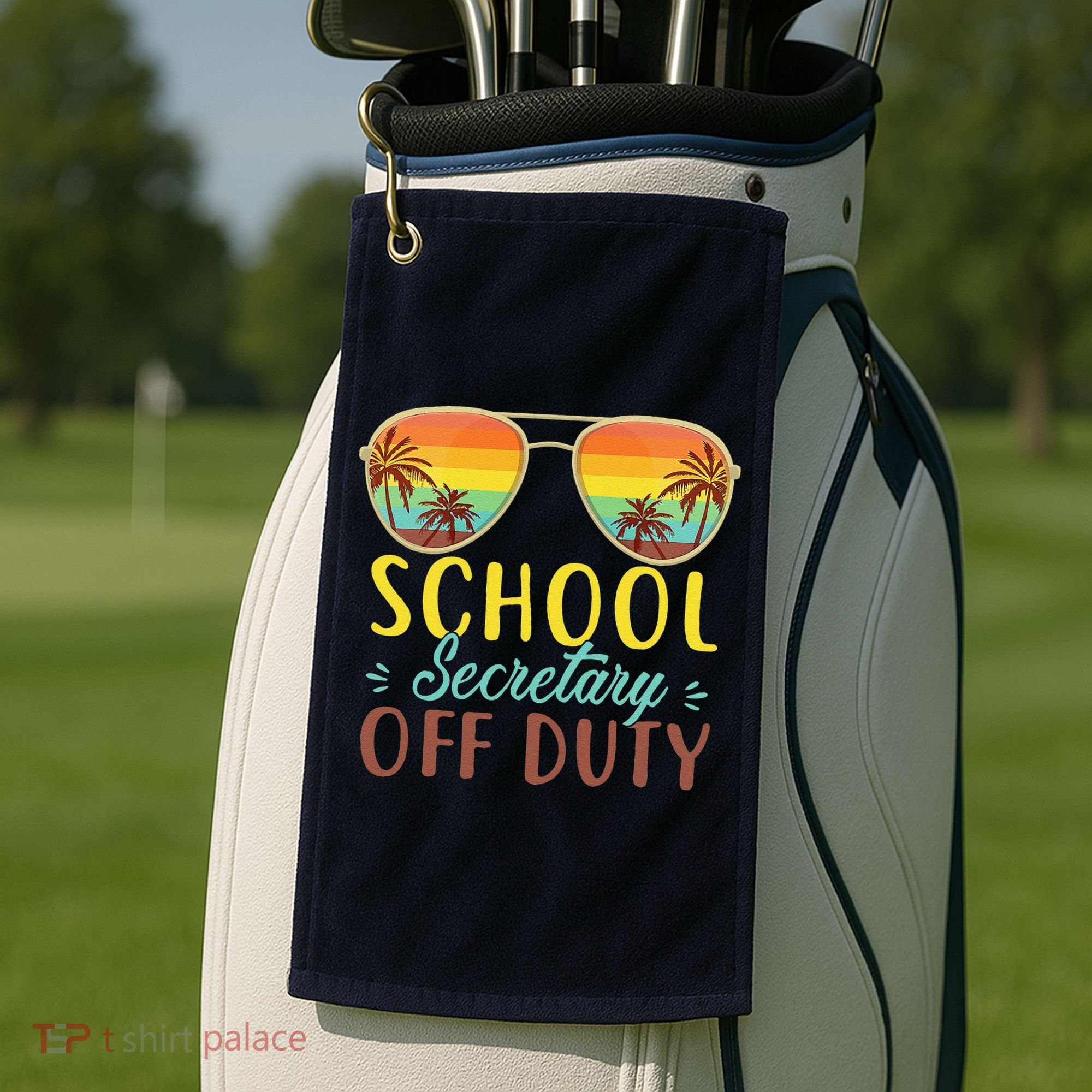 School Secretary Off Duty Summer Vacation Last Day Of School Golf Towel
