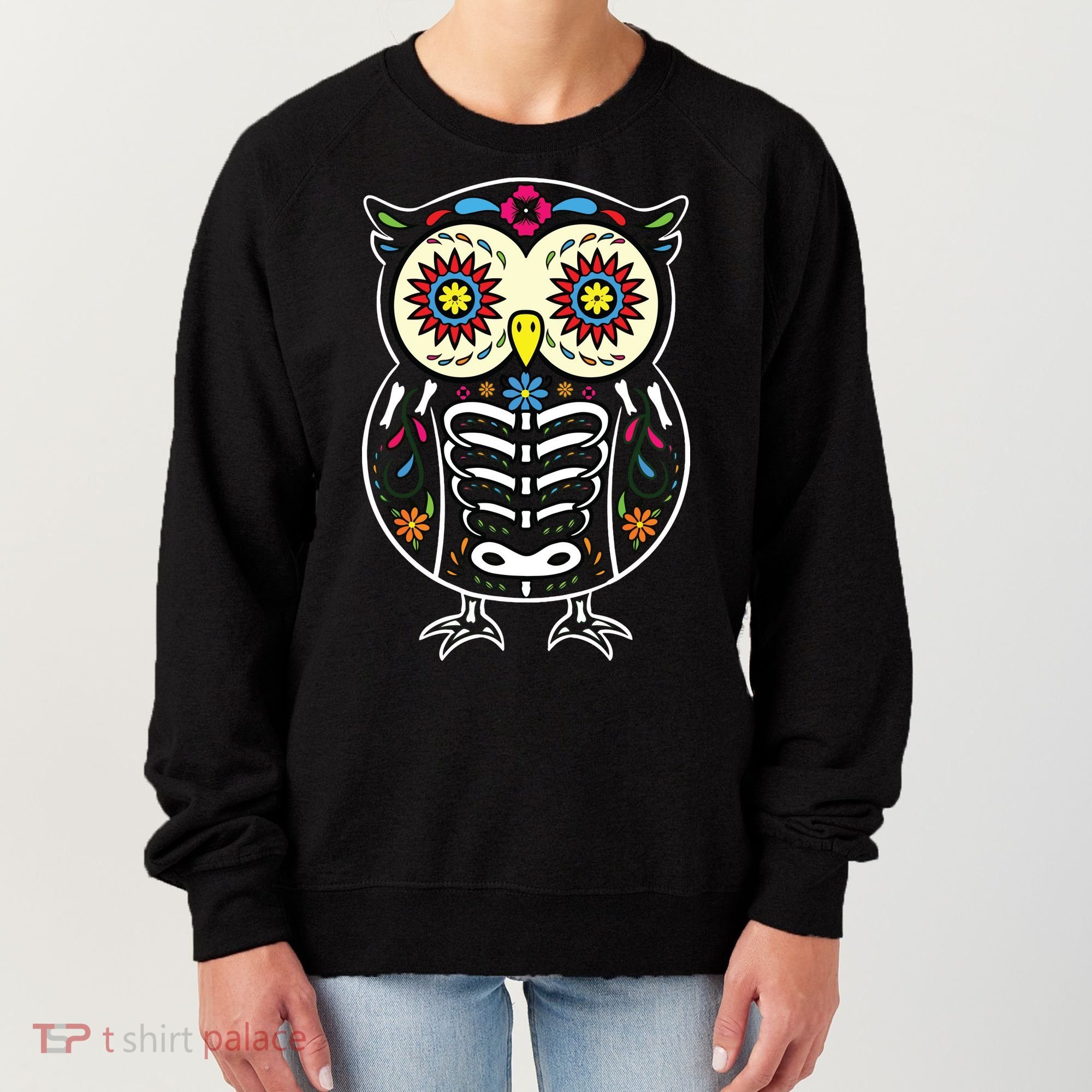 Sugar Skull Owl Dia De Los Muertos Halloween Women's Sweatshirt