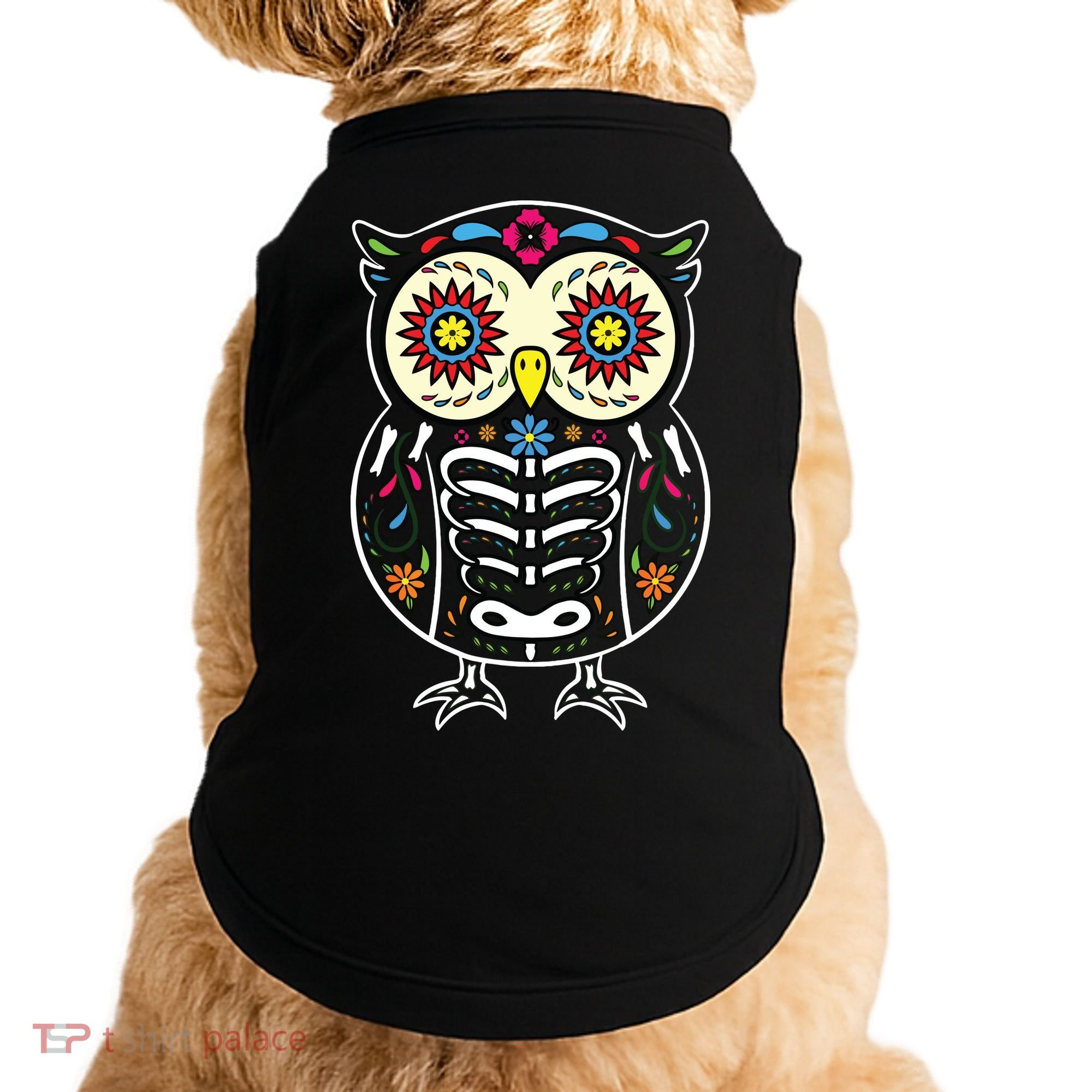 Sugar Skull Owl Dia De Los Muertos Halloween Doggie Tank
