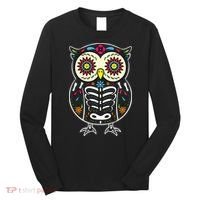 Sugar Skull Owl Dia De Los Muertos Halloween Long Sleeve Shirt thumb 0