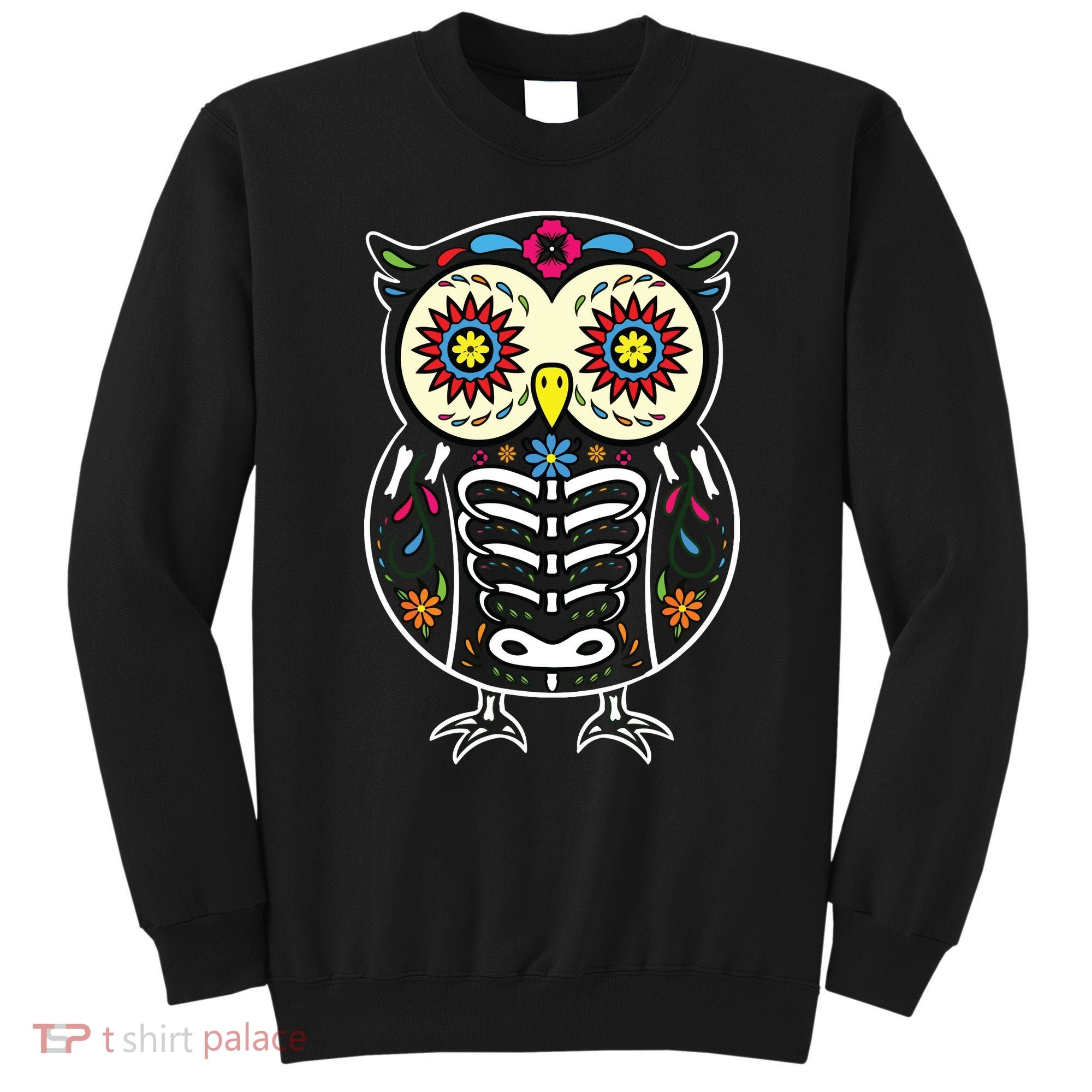 Sugar Skull Owl Dia De Los Muertos Halloween Sweatshirt