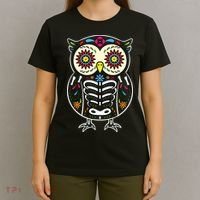 Sugar Skull Owl Dia De Los Muertos Halloween T-Shirt thumb 4