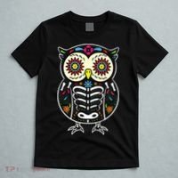 Sugar Skull Owl Dia De Los Muertos Halloween T-Shirt thumb 5