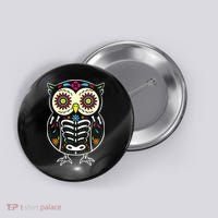 Sugar Skull Owl Dia De Los Muertos Halloween Button thumb 0