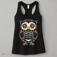 Sugar Skull Owl Dia De Los Muertos Halloween Women's Tank Top thumb 3