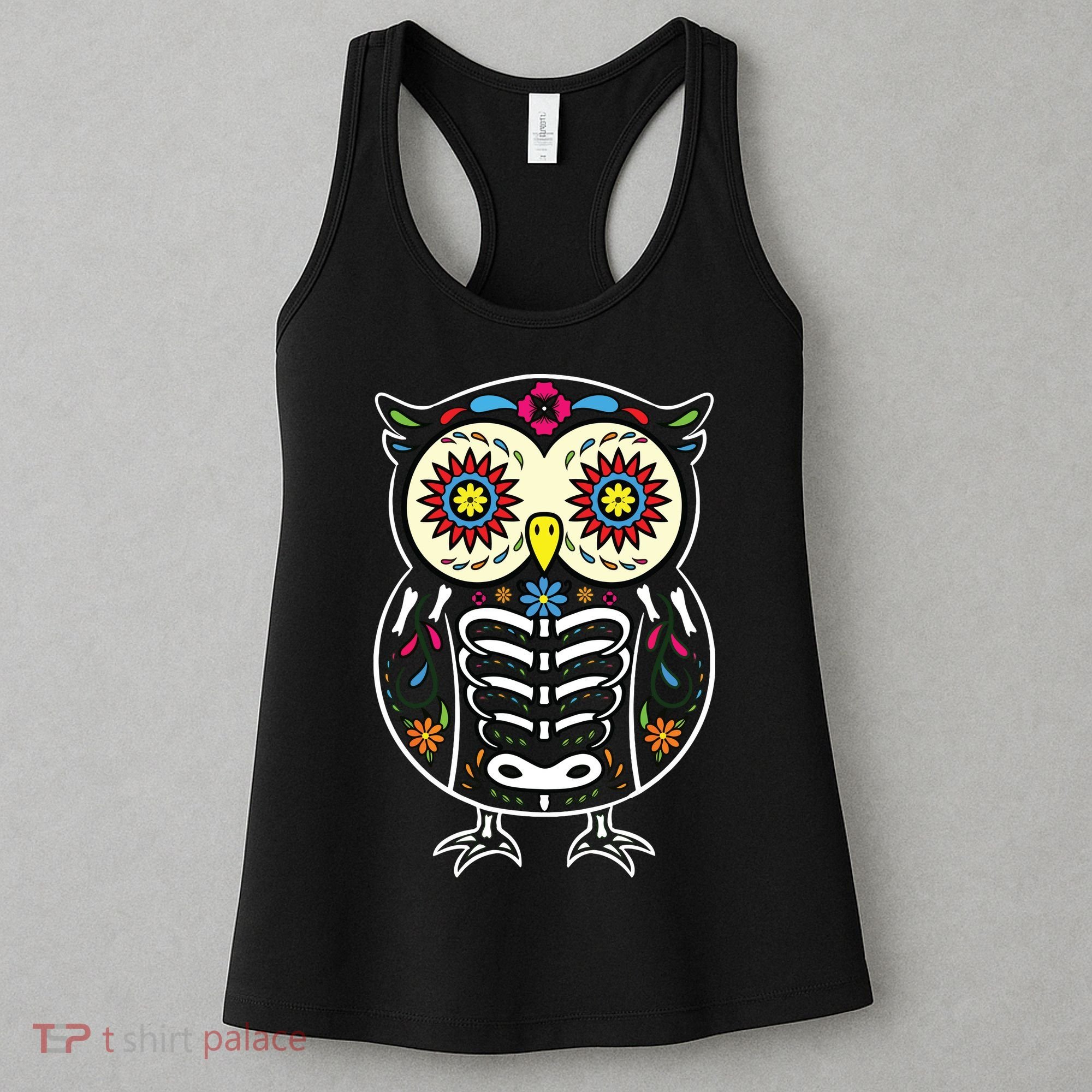 Sugar Skull Owl Dia De Los Muertos Halloween Women's Tank Top