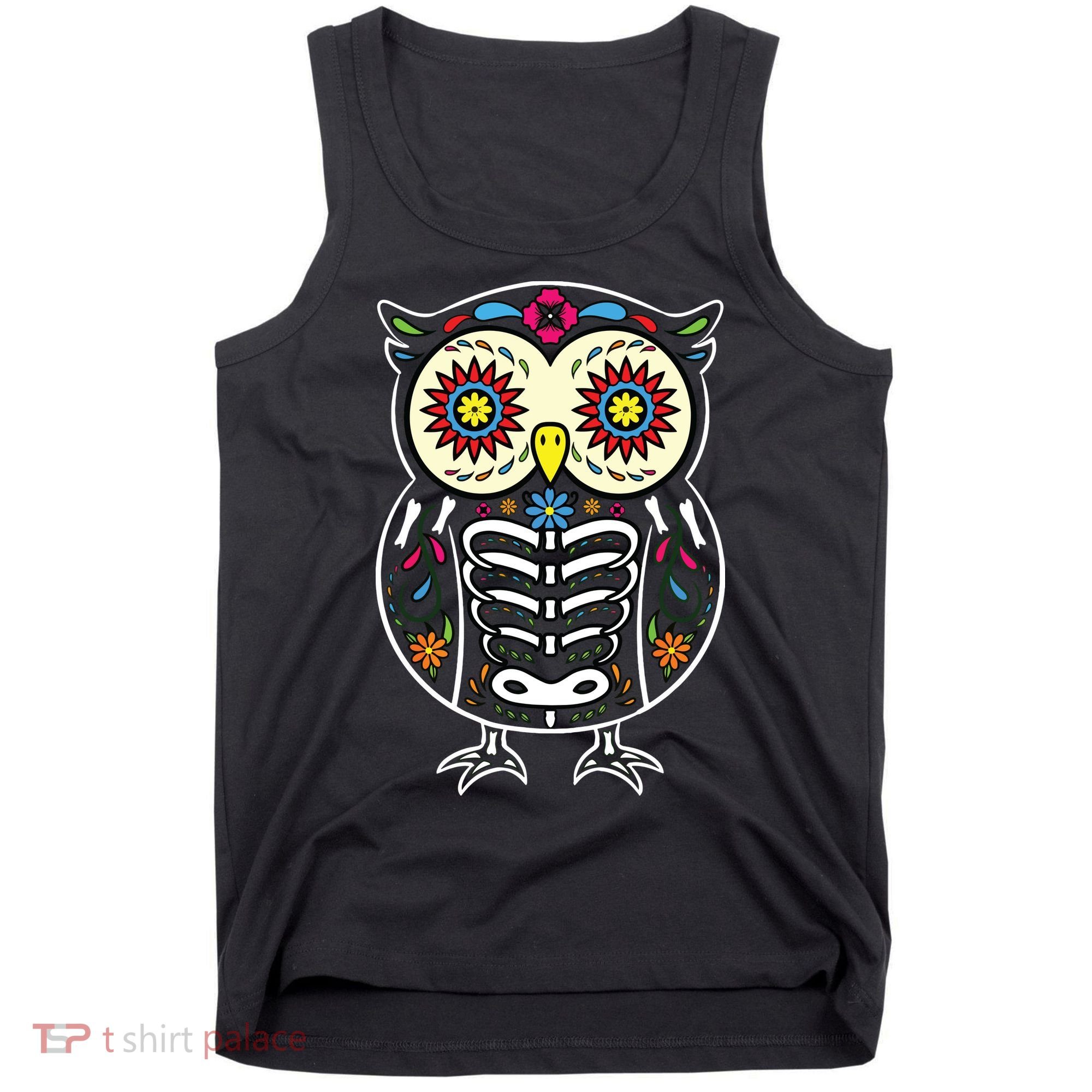 Sugar Skull Owl Dia De Los Muertos Halloween Tank Top