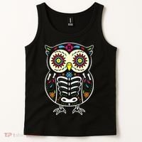 Sugar Skull Owl Dia De Los Muertos Halloween Tank Top thumb 2
