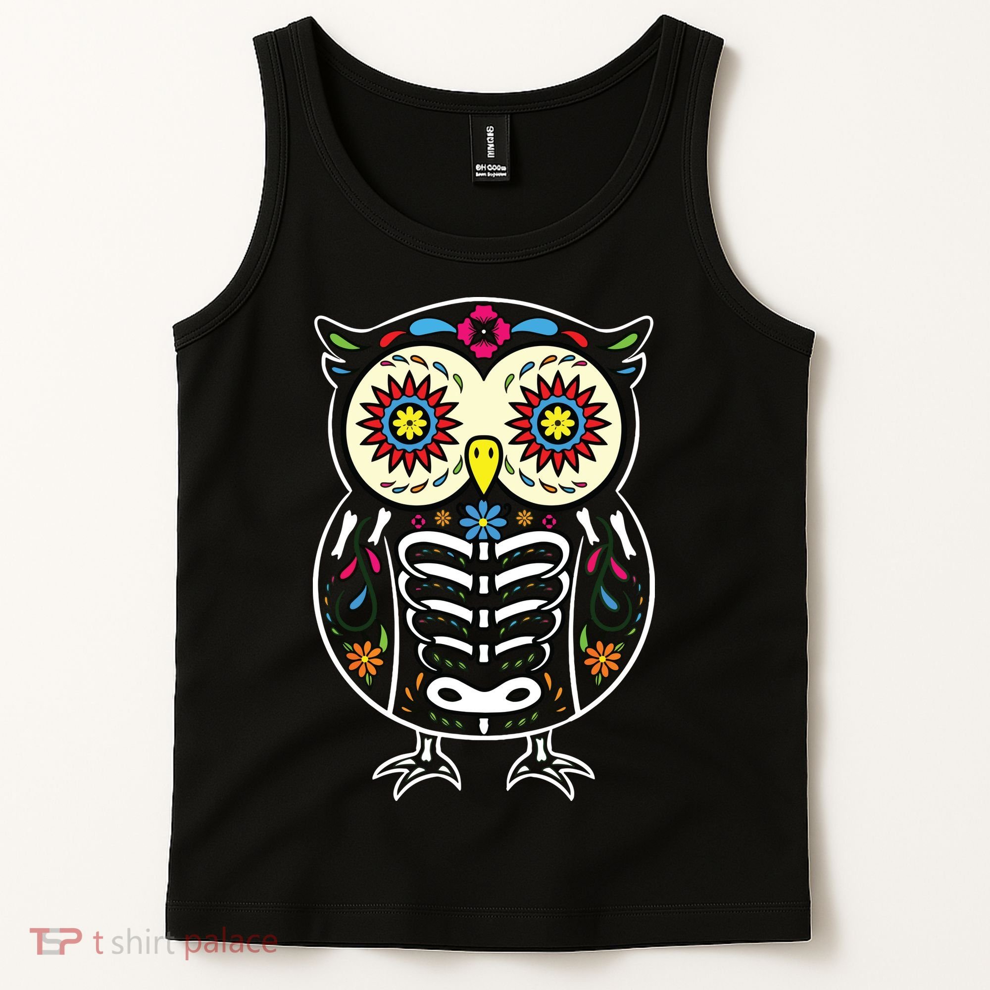 Sugar Skull Owl Dia De Los Muertos Halloween Tank Top