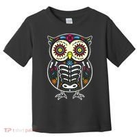 Sugar Skull Owl Dia De Los Muertos Halloween Toddler T-Shirt thumb 0