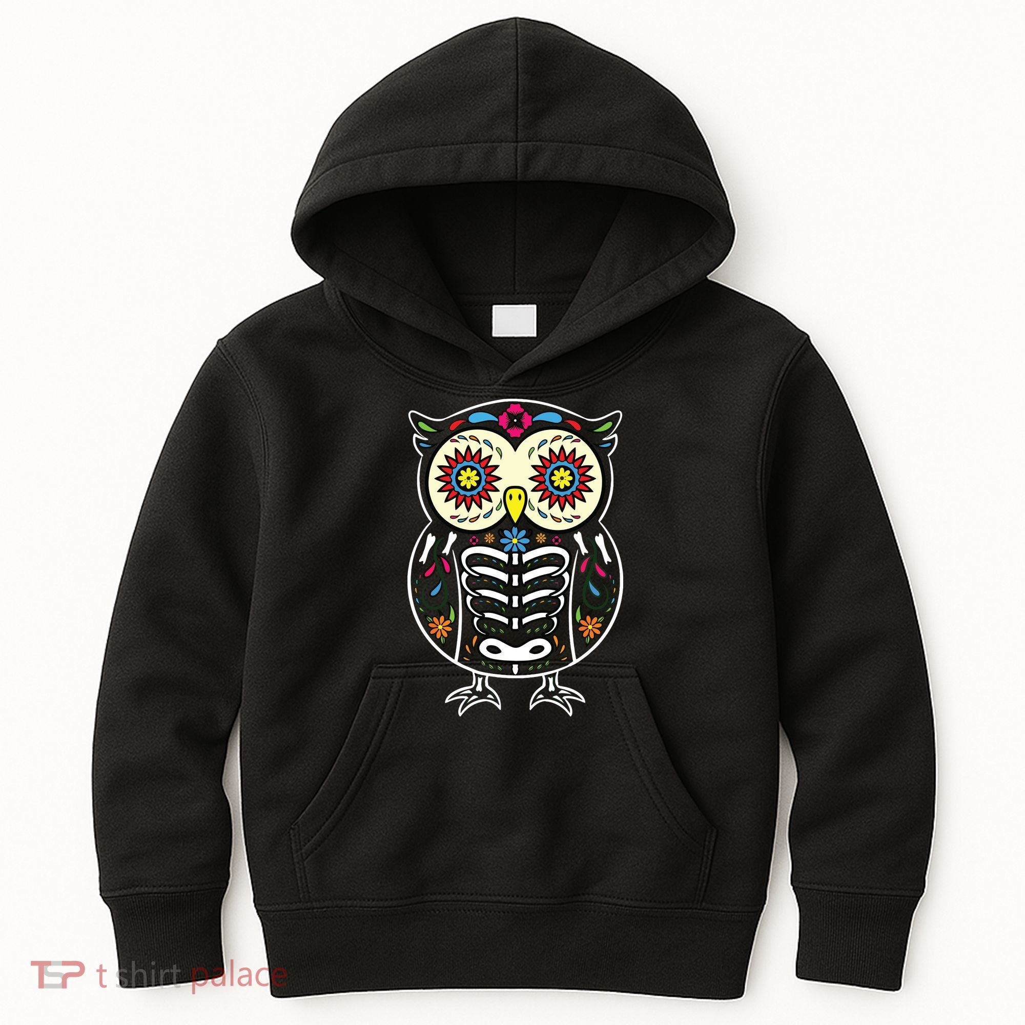 Sugar Skull Owl Dia De Los Muertos Halloween Kids Hoodie