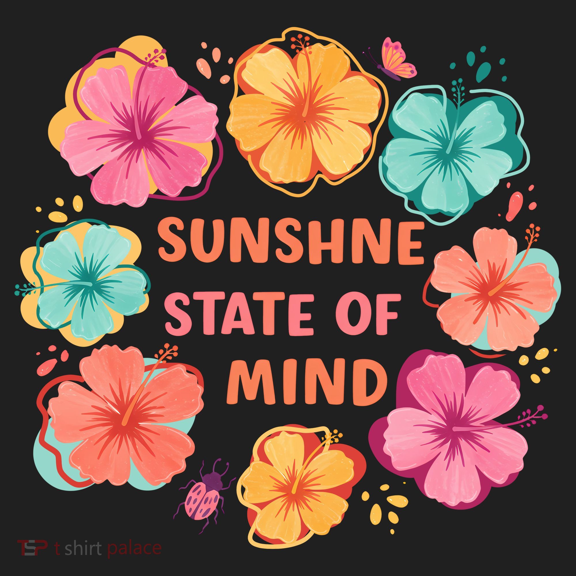 Sunshine State Of Mind Flower Floral Hibicus Tropical Comfort Colors Boxy T-Shirt