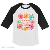 Sunshine State Of Mind Flower Floral Hibicus Tropical Kids Colorblock Raglan Jersey thumb 0