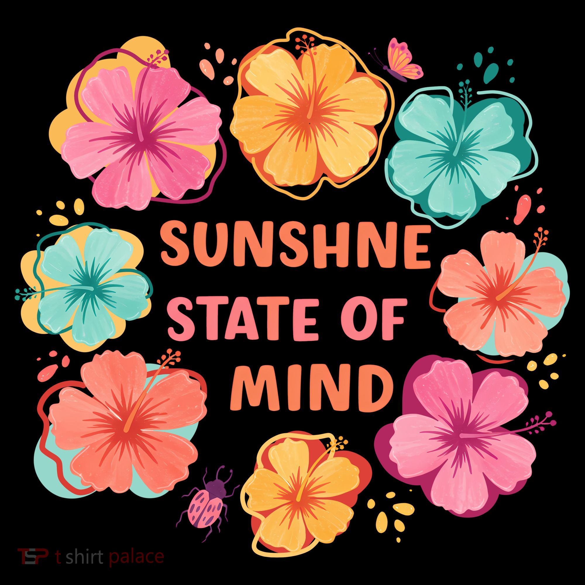 Sunshine State Of Mind Flower Floral Hibicus Tropical Kids Colorblock Raglan Jersey