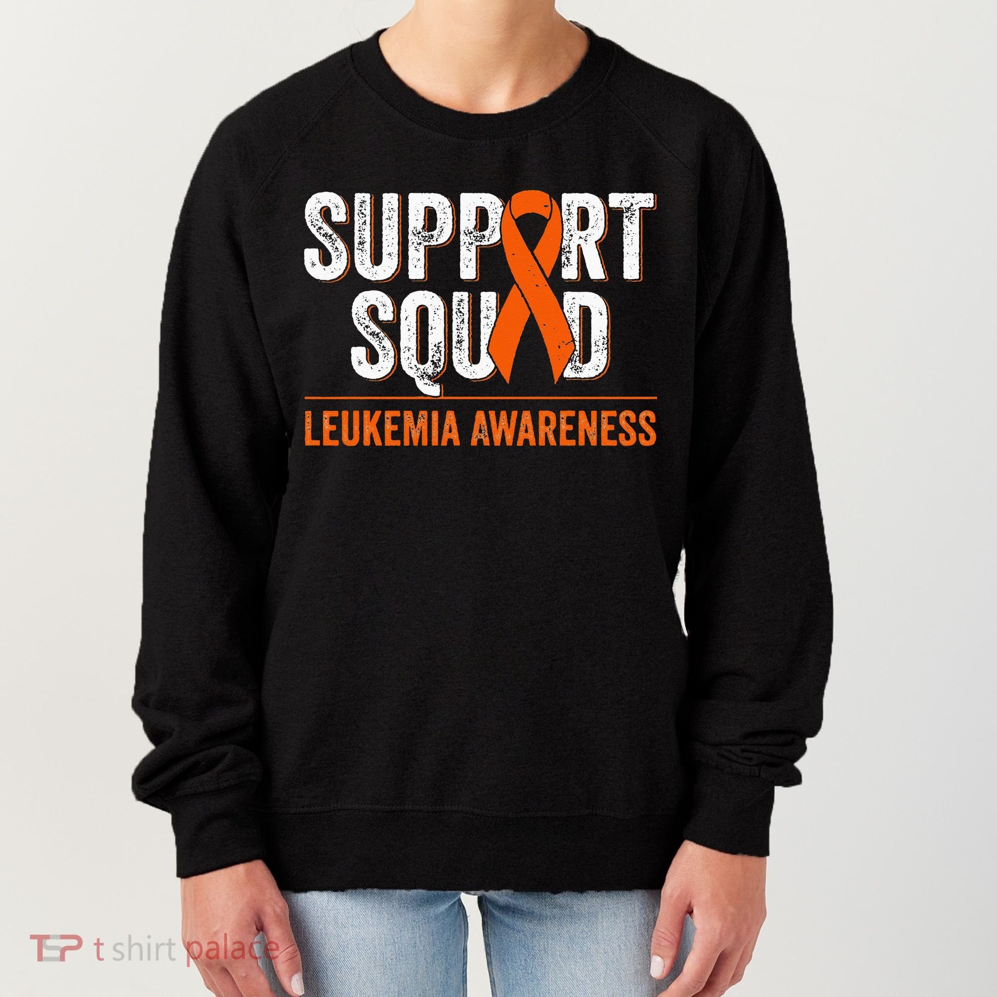 Support Squad Orange Ribbon Leukemia Blood Cancer Awareness Women's Sweatshirt