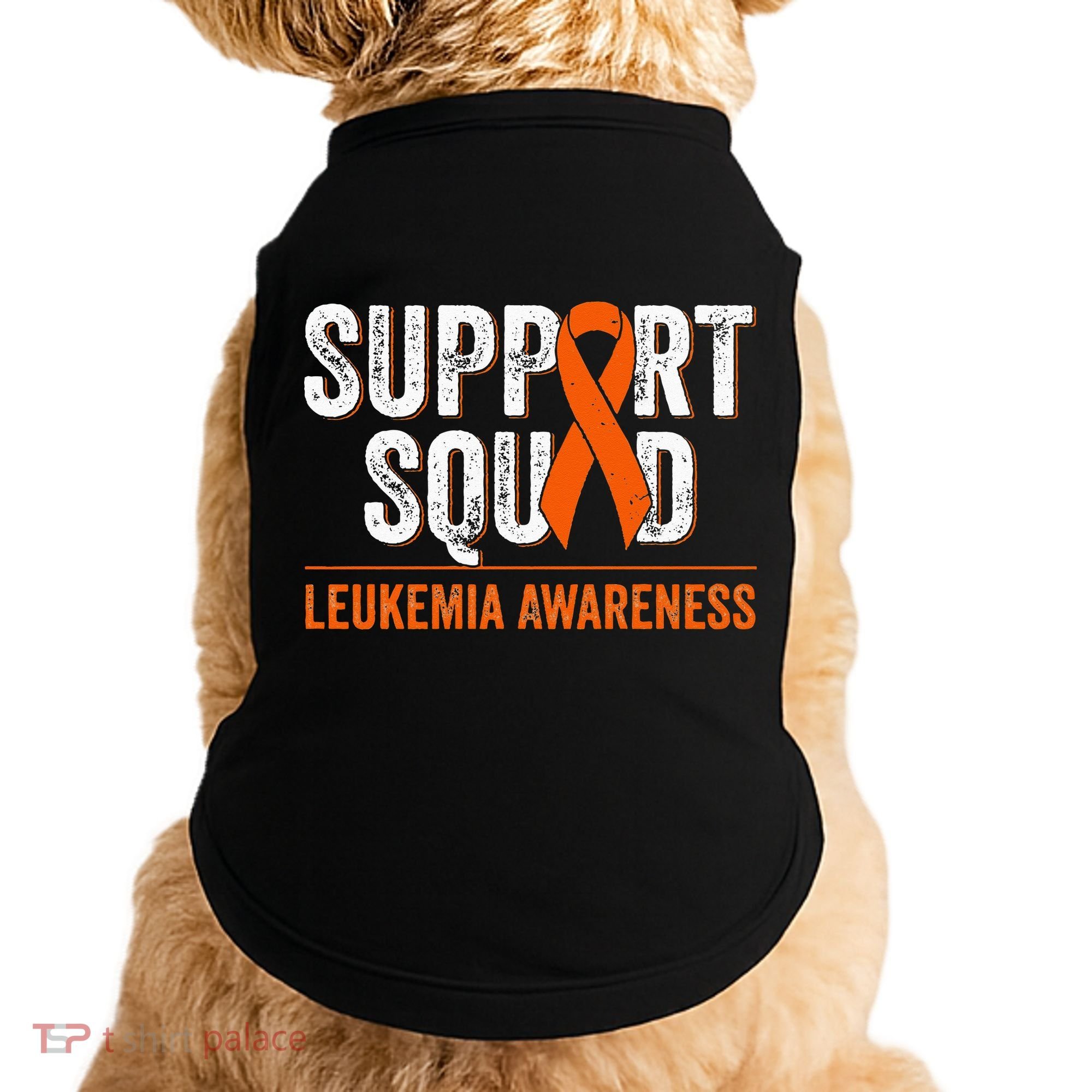 Support Squad Orange Ribbon Leukemia Blood Cancer Awareness Doggie Tank