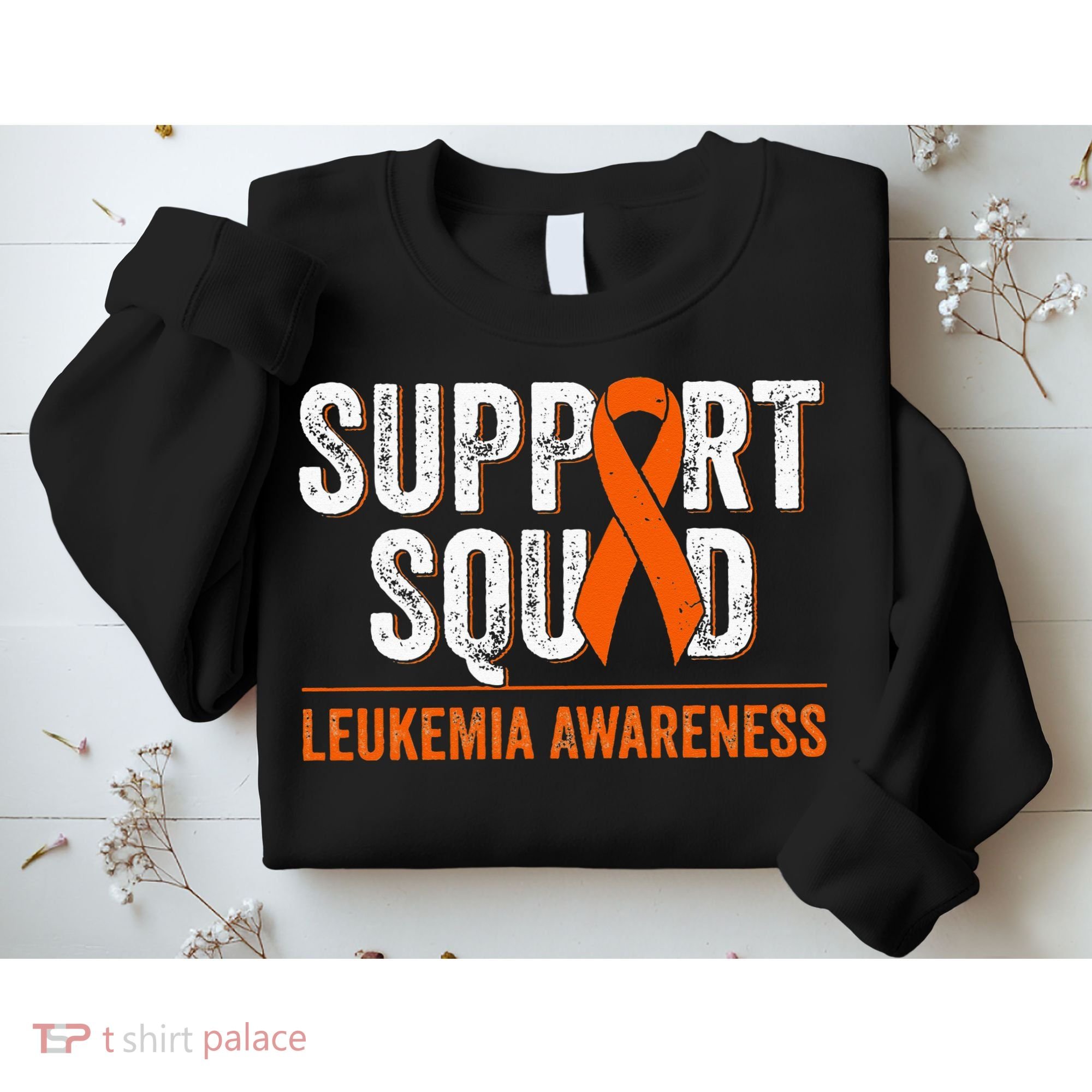 Support Squad Orange Ribbon Leukemia Blood Cancer Awareness Sweatshirt