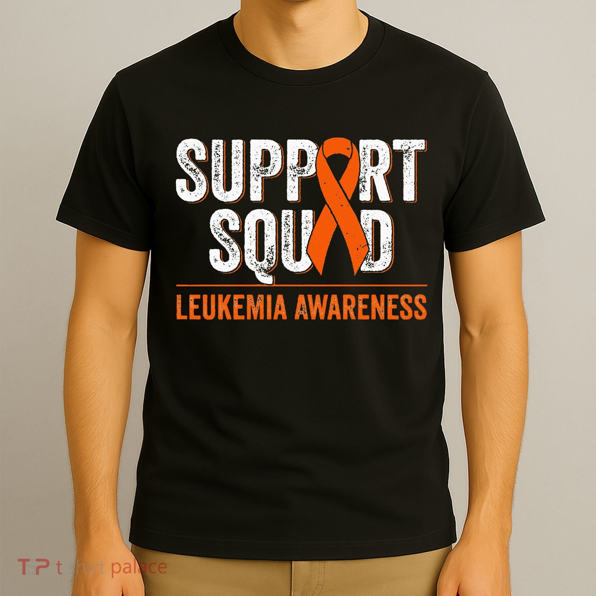 Support Squad Orange Ribbon Leukemia Blood Cancer Awareness T-Shirt