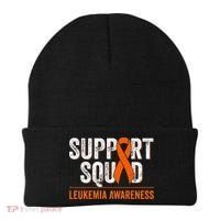 Support Squad Orange Ribbon Leukemia Blood Cancer Awareness Beanie thumb 0
