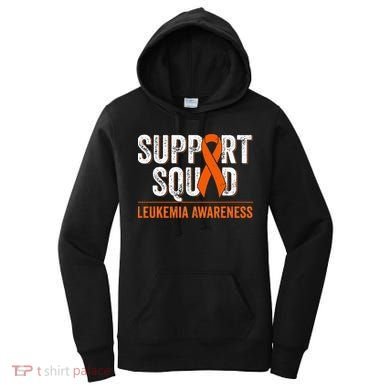 Support Squad Orange Ribbon Leukemia Blood Cancer Awareness Women's Hoodie