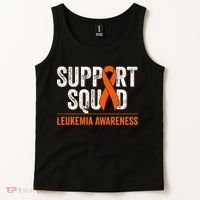 Support Squad Orange Ribbon Leukemia Blood Cancer Awareness Tank Top thumb 2