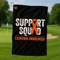 Support Squad Orange Ribbon Leukemia Blood Cancer Awareness Golf Towel thumb 1