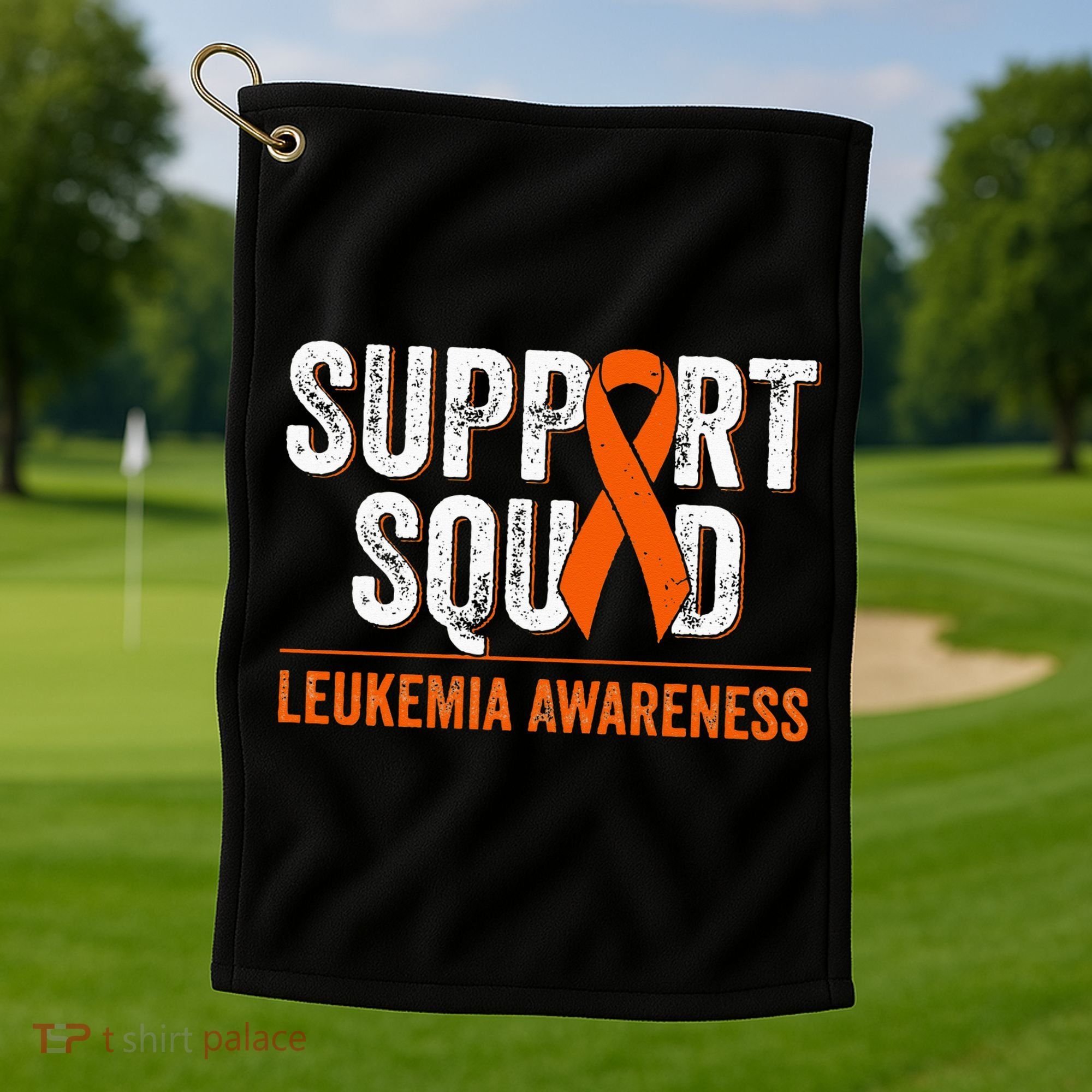 Support Squad Orange Ribbon Leukemia Blood Cancer Awareness Golf Towel
