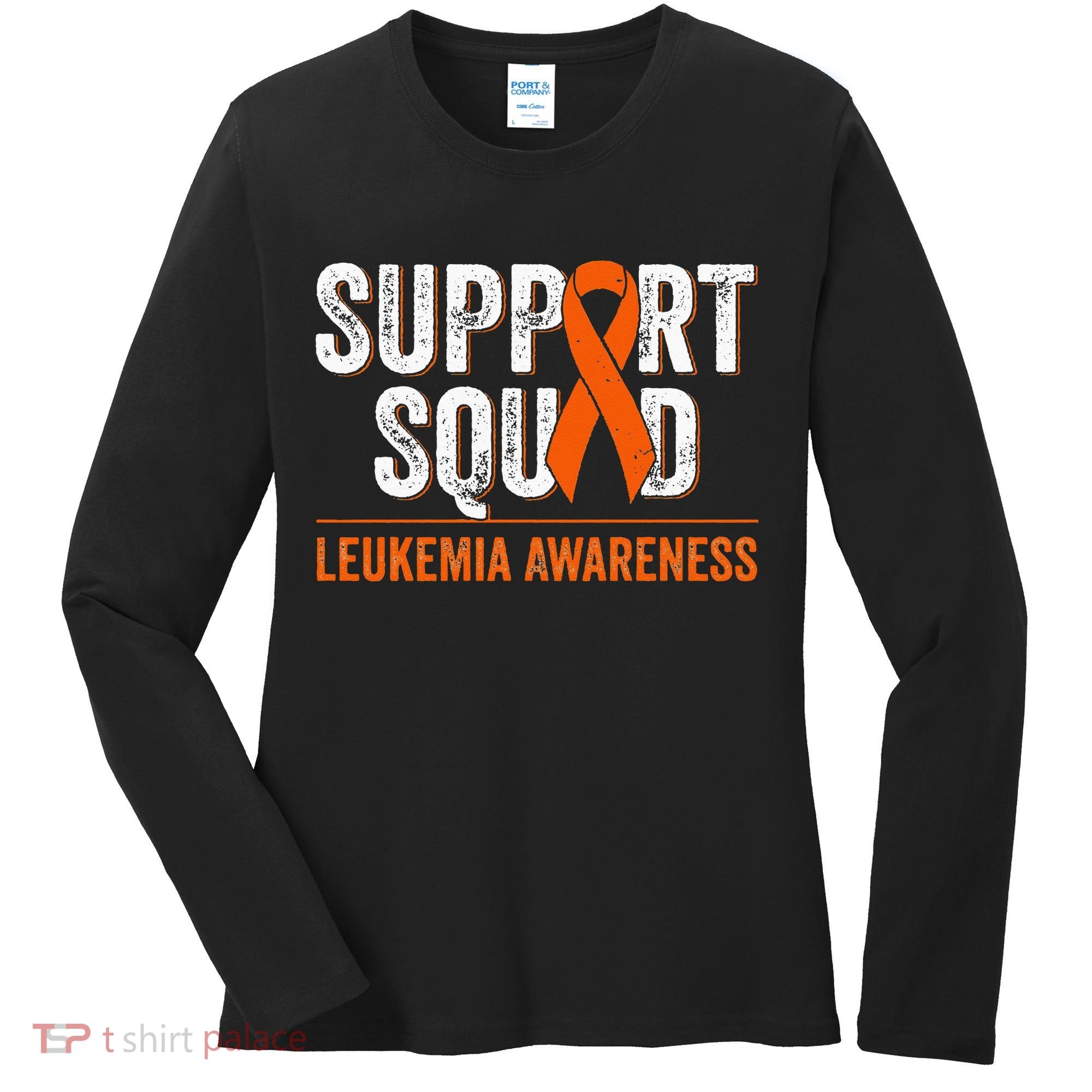 Support Squad Orange Ribbon Leukemia Blood Cancer Awareness Women's Long Sleeve Shirt
