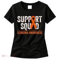 Support Squad Orange Ribbon Leukemia Blood Cancer Awareness Women's T-Shirt thumb 0
