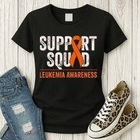 Support Squad Orange Ribbon Leukemia Blood Cancer Awareness Women's T-Shirt thumb 3
